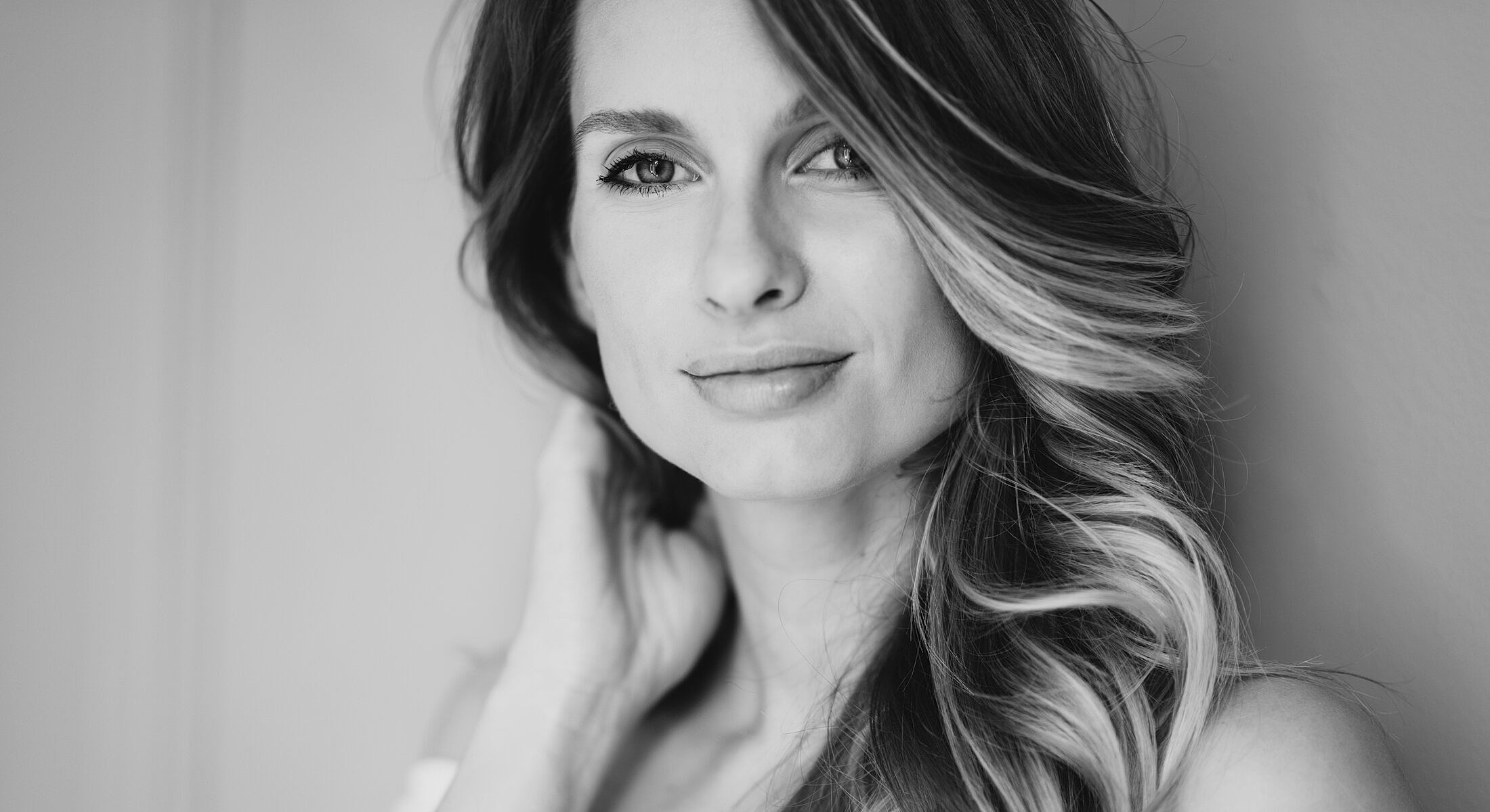 Black and white portrait of a woman.